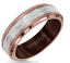 7MM Brown & White Tungsten Carbide Ring - Hammered Center and Step Edge - Larson Jewelers