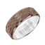 8MM Brown & White Tungsten Carbide Ring - Hammered Center and Step Edge - Larson Jewelers