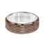 8MM Brown & White Tungsten Carbide Ring - Hammered Center and Step Edge - Larson Jewelers