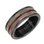 8MM Brown & Black Tungsten Carbide Ring - Hammered Split Center - Larson Jewelers