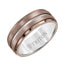 8MM Brown & White Tungsten Carbide Ring - Satin Finish with Center Line - Larson Jewelers