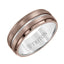 8MM Brown & White Tungsten Carbide Ring - Satin Finish with Center Line - Larson Jewelers