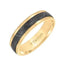Step Edge Meteorite Top Contemporary 14K Yellow Gold Wedding Band - 5.5mm - Larson Jewelers