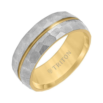 8MM Grey Titanium and Yellow PVD-Plated Ring with Brushed Finish - Larson Jewelers
