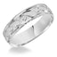 14k White Gold Satin Finished Ring with Polished Grooved Pattern & Beveled Edges - 6mm - Larson Jewelers