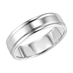 14k White Gold Polished Finish Ring with Round Edges - 6mm - Larson Jewelers