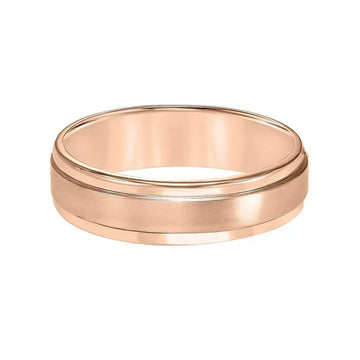 14k Rose Gold Brushed Finished Wedding Ring with Polished Edges - 4mm - 8mm - Larson Jewelers