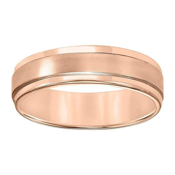 14k Rose Gold Brushed Finished Wedding Ring with Polished Edges - 4mm - 8mm - Larson Jewelers