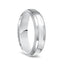 14k White Gold Polished Finish Raised Center Women's Wedding Ring with Milgrain Edges - 4mm - Larson Jewelers
