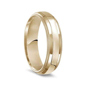 14k Yellow Gold Polished Finish Raised Center Ring With Milgrain Edges - 4mm - 6mm - Larson Jewelers