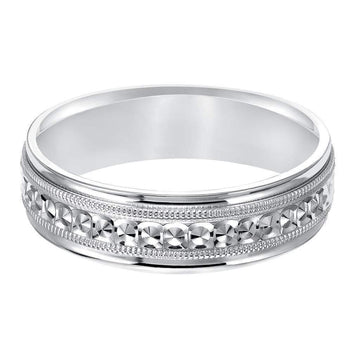 14k White Gold Milgrain Accented Women’s Polished Wedding Ring - 4mm & 6mm - Larson Jewelers