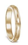 14k Yellow Gold Brushed Raised Center Men's Wedding Ring with Milgrain Accents - 7mm & 8mm - Larson Jewelers