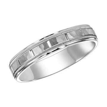 14k White Gold Satin Hammer Finished Women’s Wedding Ring With Milgrain - 4.5mm - 8.5mm - Larson Jewelers