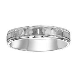 14k White Gold Satin Hammer Finished Women’s Wedding Ring With Milgrain - 4.5mm - 8.5mm - Larson Jewelers