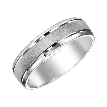 14k White Gold Satin Finished Women’s Wedding Band with Polished Beveled Edges - 4mm - 8mm - Larson Jewelers