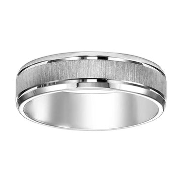 14k White Gold Satin Finished Women’s Wedding Band with Polished Beveled Edges - 4mm - 8mm - Larson Jewelers