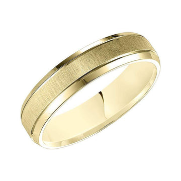14k Yellow Gold Satin Finished Women’s Wedding Band with Polished Beveled Edges - 4mm - 8mm - Larson Jewelers