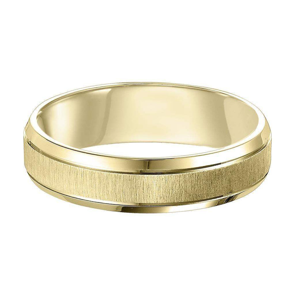 14k Yellow Gold Satin Finished Women’s Wedding Band with Polished Beveled Edges - 4mm - 8mm - Larson Jewelers