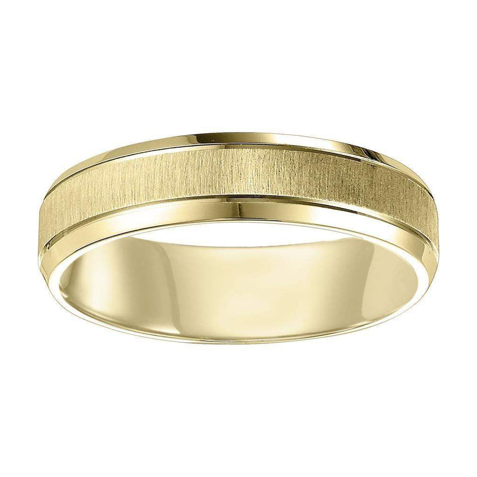 14k Yellow Gold Satin Finished Women’s Wedding Band with Polished Beveled Edges - 4mm - 8mm - Larson Jewelers