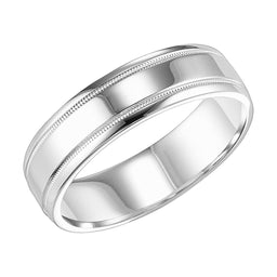 14k White Gold Women’s Polished Wedding Band with Milgrain Accents - 4mm - 8mm - Larson Jewelers