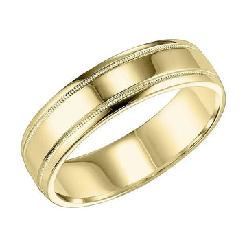 14k Yellow Gold Women’s Polished Wedding Band with Milgrain Accents - 4mm - 8mm - Larson Jewelers