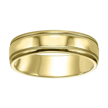 14k Yellow Gold Women’s Polished Wedding Band with Milgrain Accents - 4mm - 8mm - Larson Jewelers