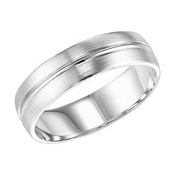 14k White Gold Satin Finished Bevel Edged Women’s Wedding Ring with Polished Center Groove - 4mm - 7mm - Larson Jewelers
