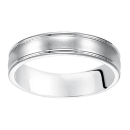 10k White Gold Brushed Finish Women’s Wedding Ring with Polished Round Edges - 5mm - Larson Jewelers