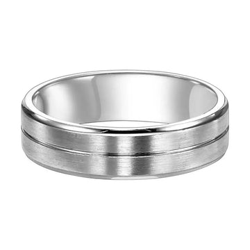 14k White Gold Satin Finished Women’s Wedding Band -with Polished Center Groove - 4mm - 8mm - Larson Jewelers