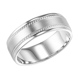 14k White Gold Women's Satin Finished Ring with Braid Design and Polished Edges - 4mm - 6mm - Larson Jewelers