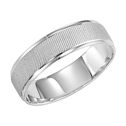 14k White Gold Sand Finished Ring with Polished Round Edges - 6mm - Larson Jewelers