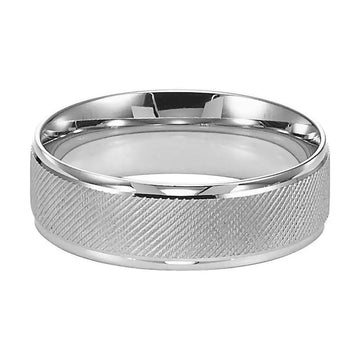 14k White Gold Sand Finished Ring with Polished Round Edges - 6mm - Larson Jewelers