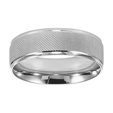 14k White Gold Sand Finished Ring with Polished Round Edges - 6mm - Larson Jewelers