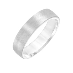 14k White Gold Brushed Finish Women's Wedding Ring with Rolled Edges - 5.5mm - Larson Jewelers