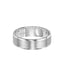 ELLIOT 14k white gold wedding band showing brushed center and detailed coin-edge bevels, front view