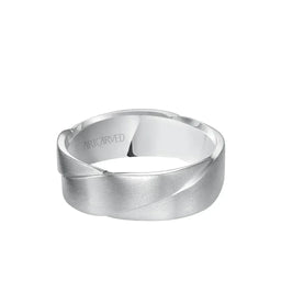 RAMSAY 14k White Gold Wedding Band Layered Woven Design Satin Brushed Finish - 7 mm - Larson Jewelers