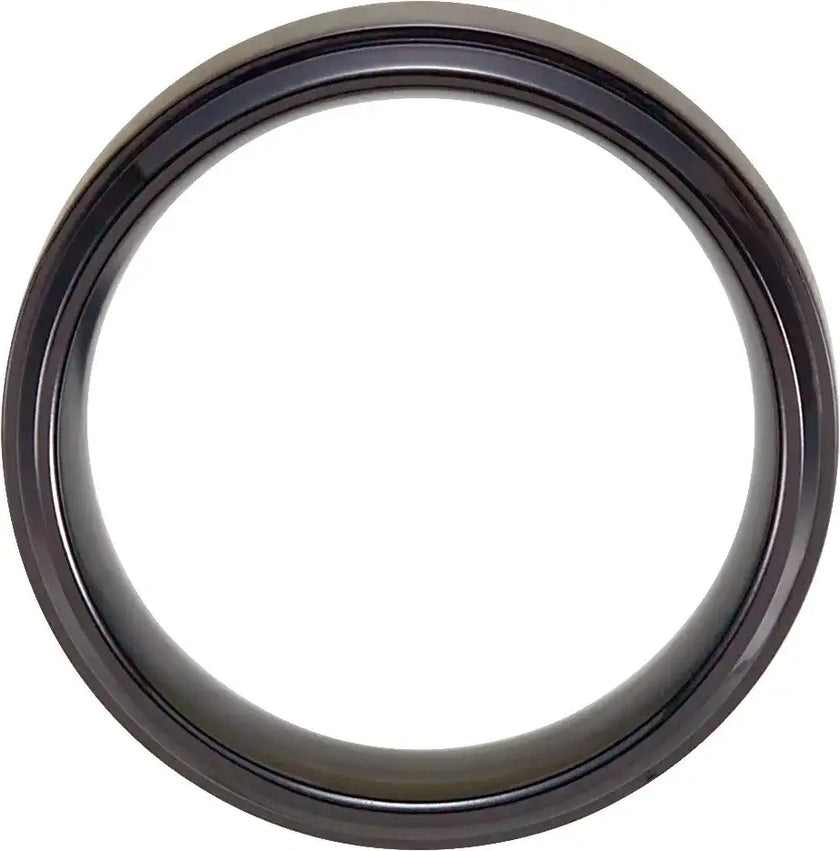 Black Titanium 9mm Ridged Band - Larson Jewelers