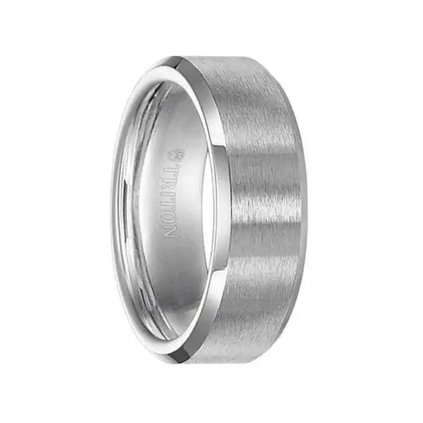 OLIVER Brush Finish Cobalt Comfort Fit Wedding Band with Polished Bevels by Triton Rings - 8 mm - Larson Jewelers