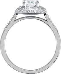 10K White 5.75 mm Round 1 CTW Natural Diamond Engagement Ring - Larson Jewelers