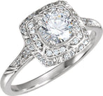 10K White 5.75 mm Round 1 CTW Natural Diamond Engagement Ring - Larson Jewelers