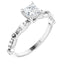 10K White 4.5x4.5 mm Square Cubic Zirconia and 1/5 CTW Diamond Engagement Ring - Larson Jewelers