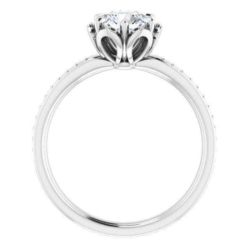 10K White 5.8 mm Round Cubic Zirconia and 1/8 CTW Natural Diamond Engagement Ring - Larson Jewelers