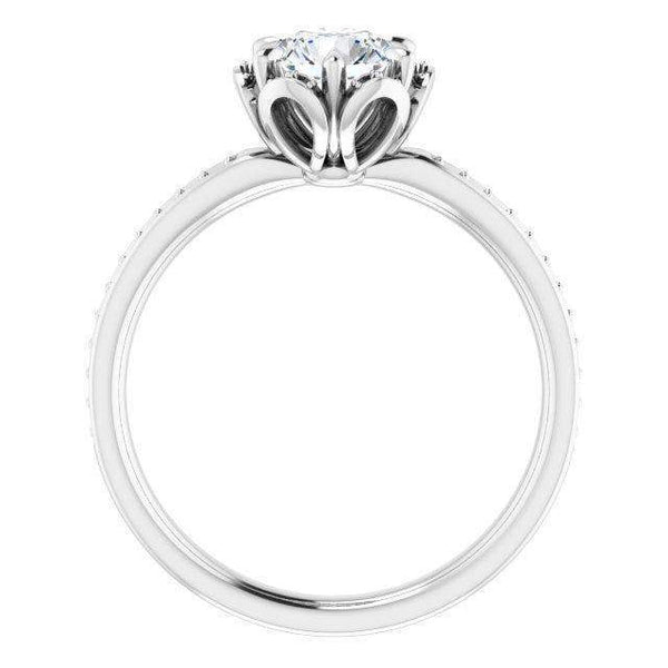 10K White 5.8 mm Round Cubic Zirconia and 1/8 CTW Natural Diamond Engagement Ring - Larson Jewelers