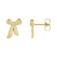 14K Yellow .03 CTW Natural Diamond Bow Earrings