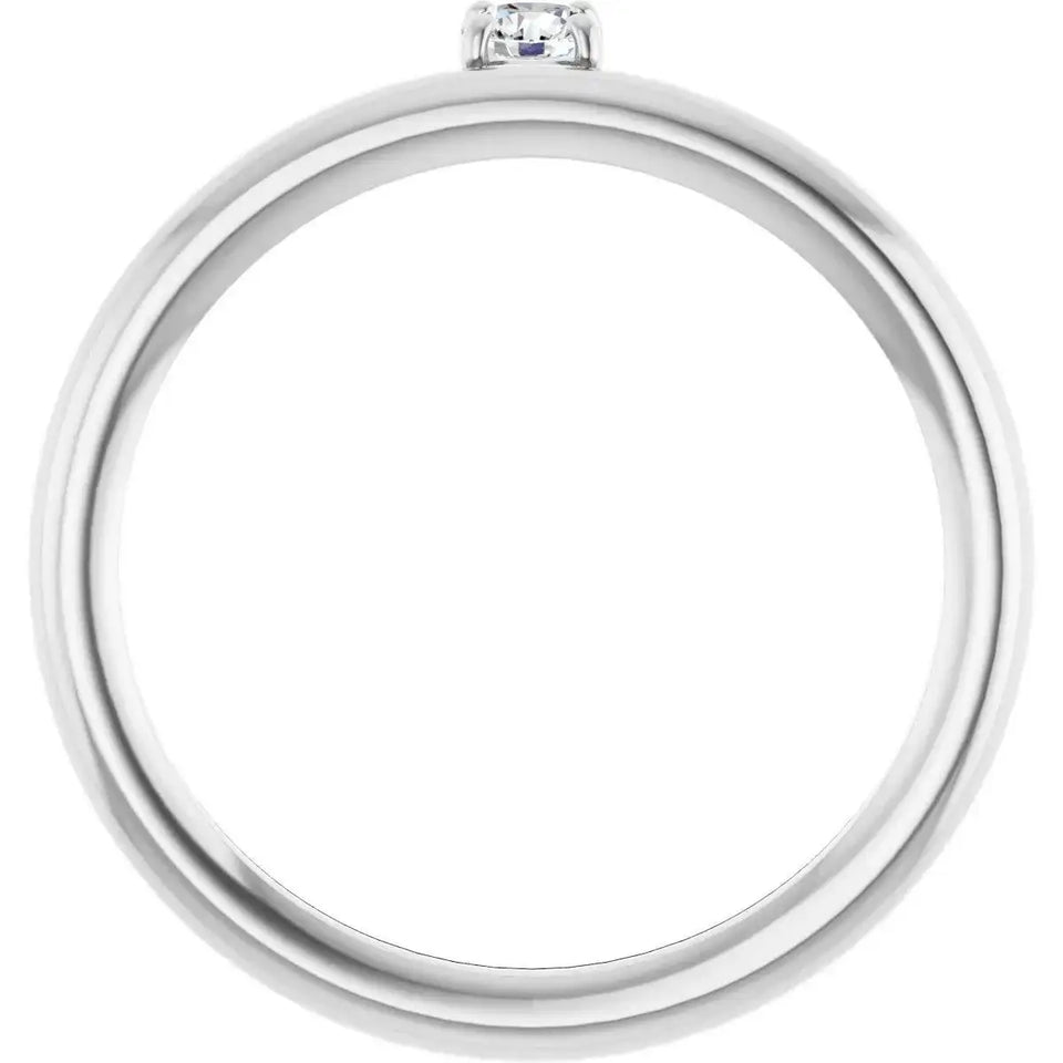 14K White Natural White Sapphire Stackable Ring - Larson Jewelers
