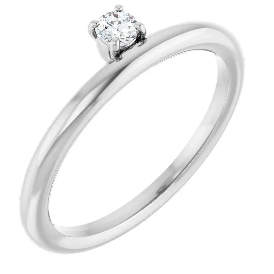 14K White Natural White Sapphire Stackable Ring - Larson Jewelers
