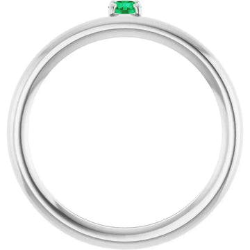 14K White Natural Emerald Stackable Ring - Larson Jewelers