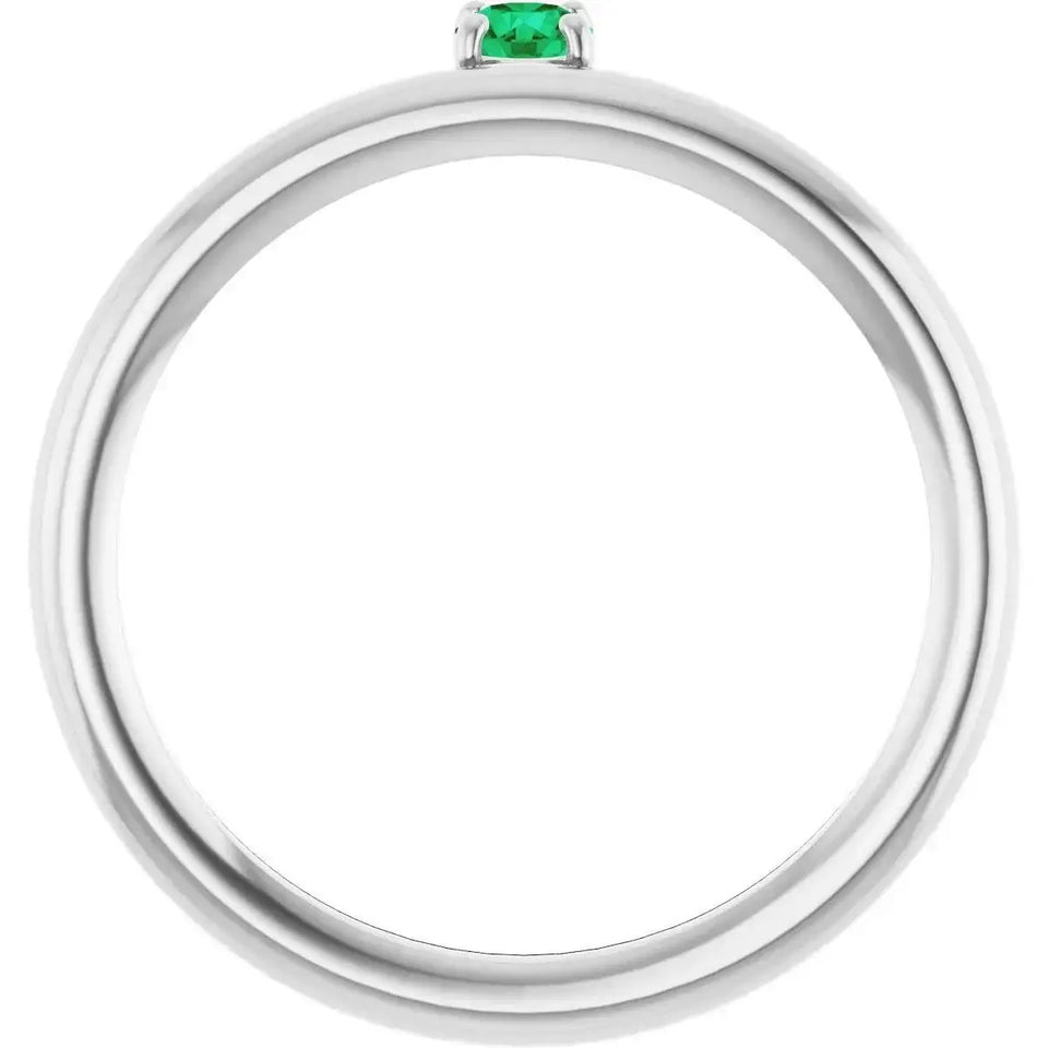 14K White Lab-Grown Emerald Stackable Ring - Larson Jewelers
