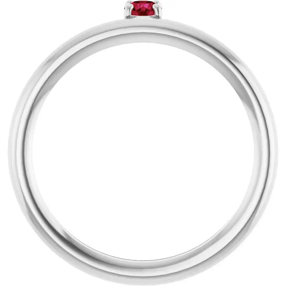 14K White Natural Ruby Stackable Ring - Larson Jewelers