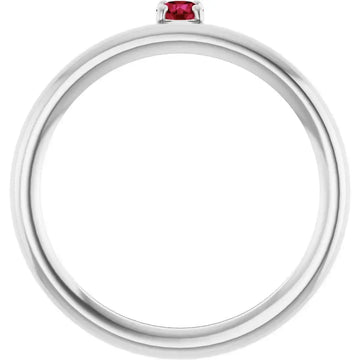 14K White Lab-Grown Ruby Stackable Ring - Larson Jewelers